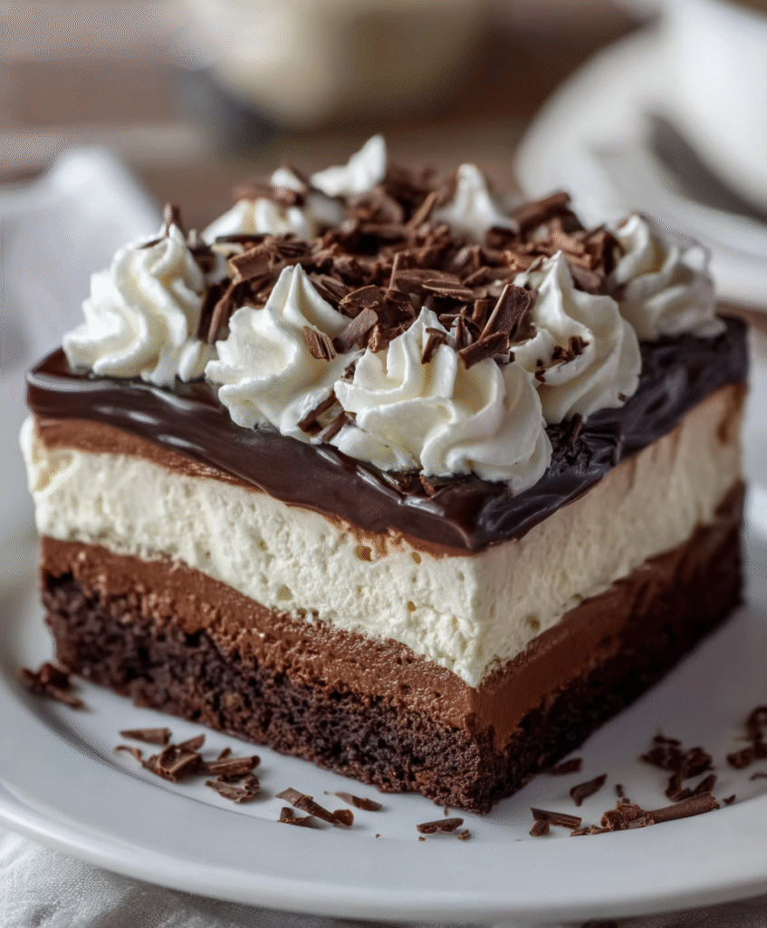 Chocolate Cream Layer Cake Squares that Impress Everyone!