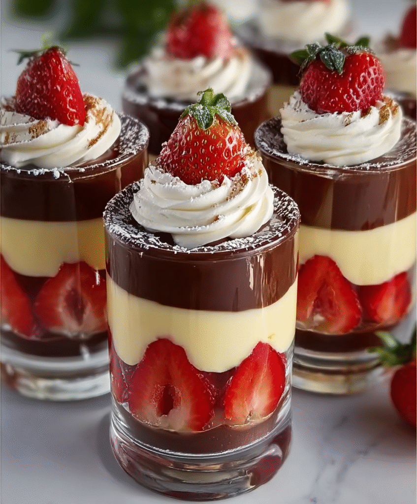 Strawberry Chocolate Custard Parfaits that Delight!