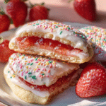 Strawberry Jam-Filled Cookies with Vanilla Glaze