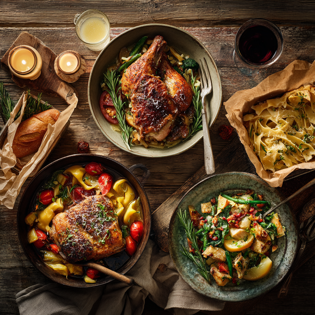 u6459314345 A cozy overhead shot of a rustic dinner table wit 2253acb9 2d6b 4421 999d ad78608c1f9f 3