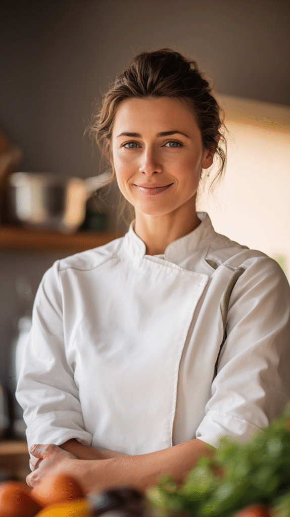 u6459314345 A friendly young female chef standing in a bright e40358a8 3873 4c77 a4ae d4f90913bf63 0