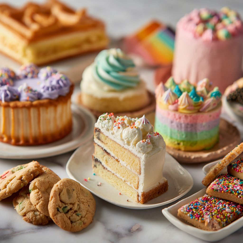 u6459314345 A vibrant flatlay of assorted desserts cakes cook ec8b0790 d649 4500 a91b d901fbbbea1f 1