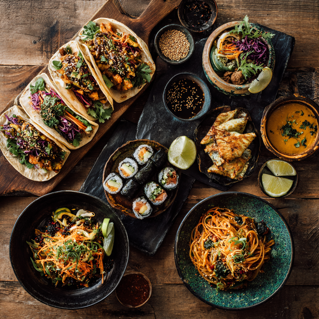 u6459314345 An artistic flatlay featuring a mix of internatio da9be849 6a5f 4436 821f e84e247a9fe6 0