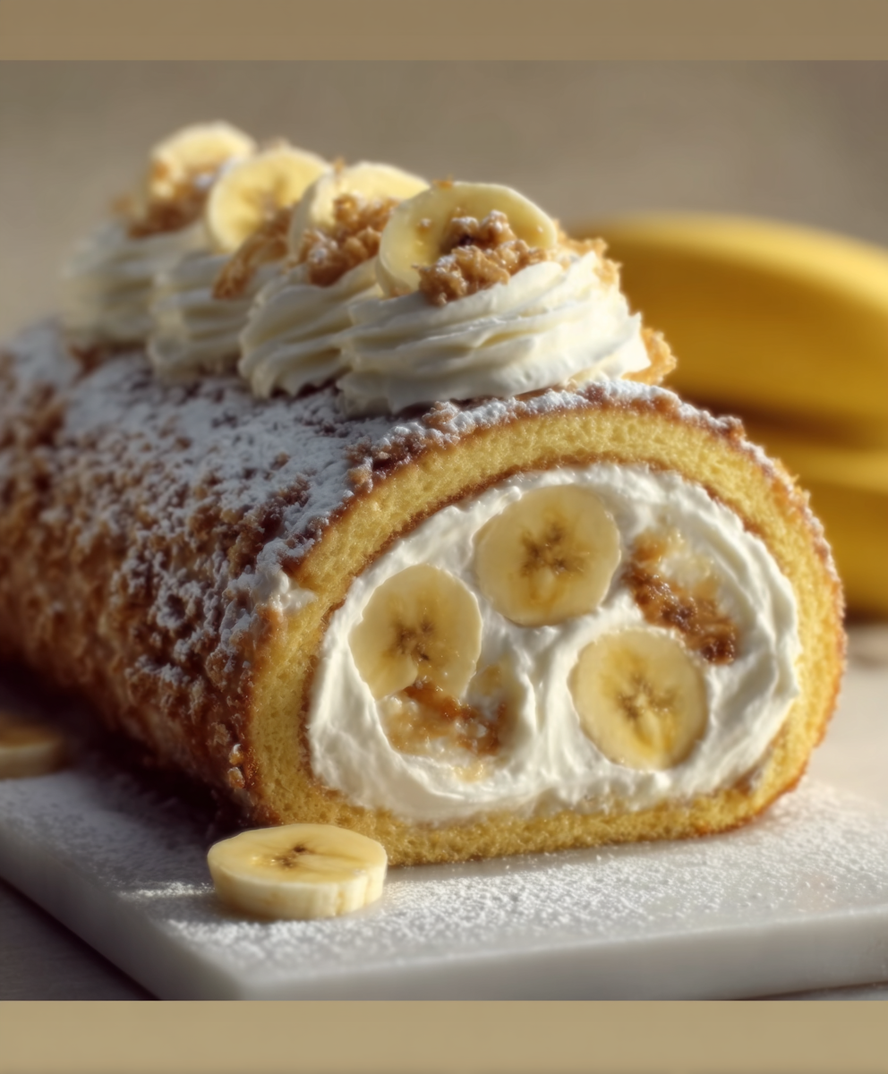 Banana Cream Swiss Roll