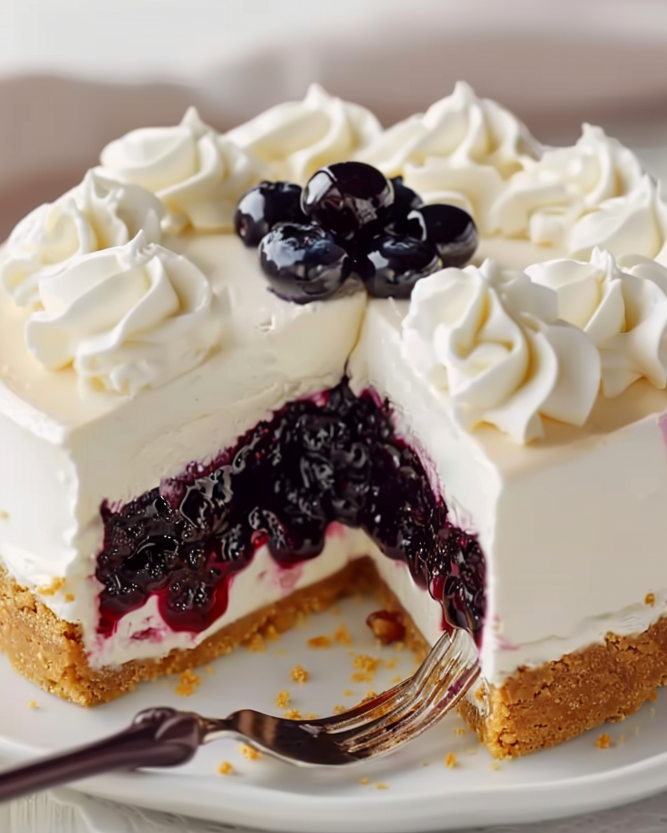 Blueberry Cream Cheesecake with Graham Crust