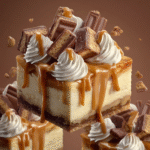 Caramel Chocolate Bar Cheesecake Squares