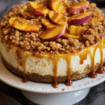 Caramel Peach Crumble Cheesecake