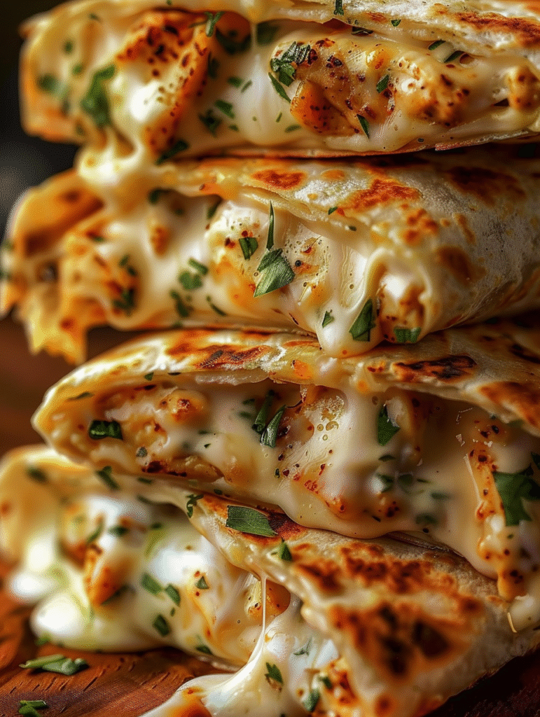 Cheesy Garlic Chicken Wraps