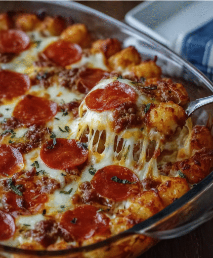 Cheesy Pizza Tater Tot Casserole