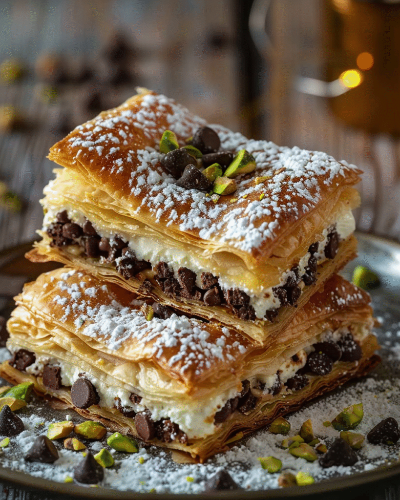 Chocolate Chip Cannoli Pastry Squares