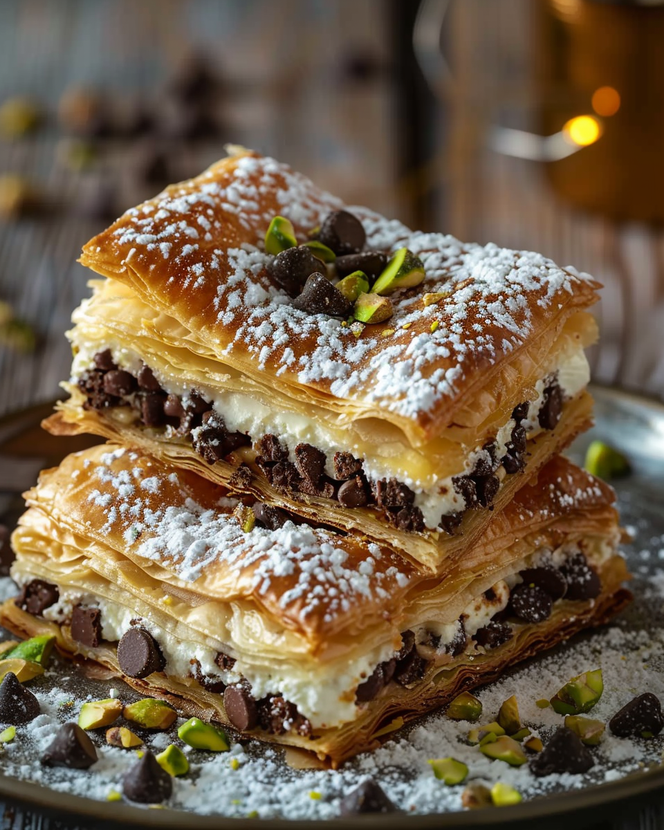 Chocolate Chip Cannoli Pastry Squares