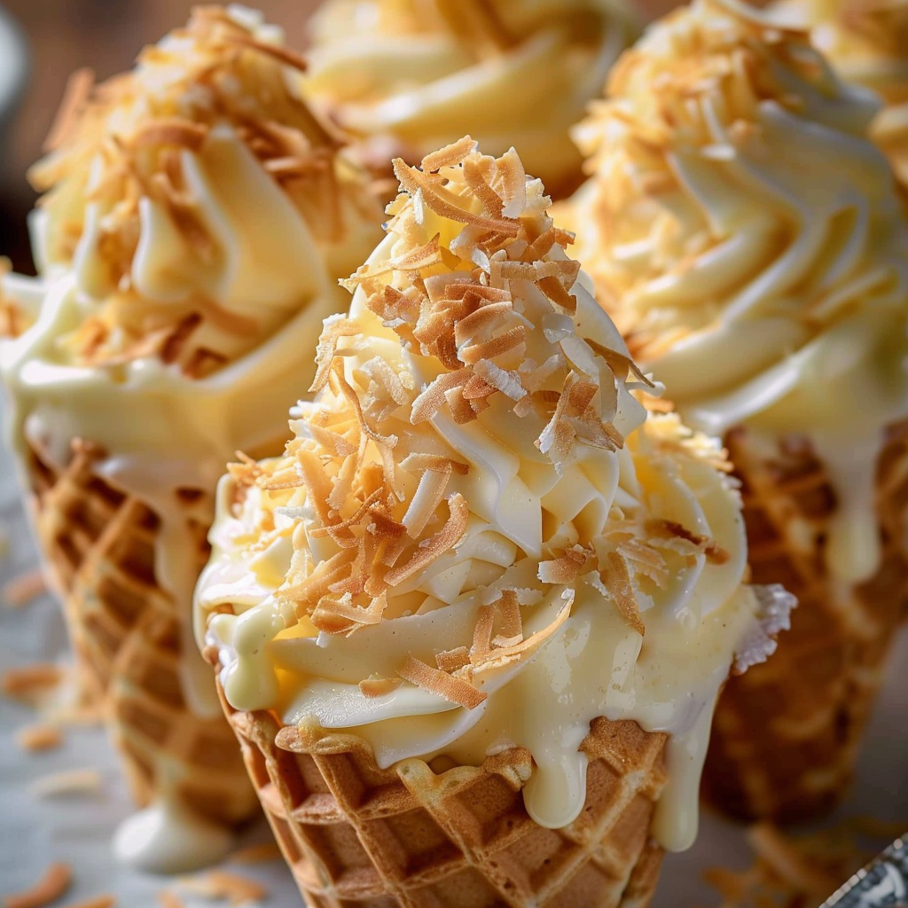 Coconut Cream Pie Cones