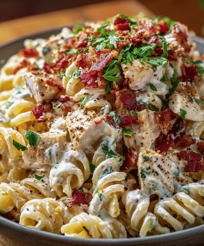 Creamy Chicken Bacon Ranch Pasta