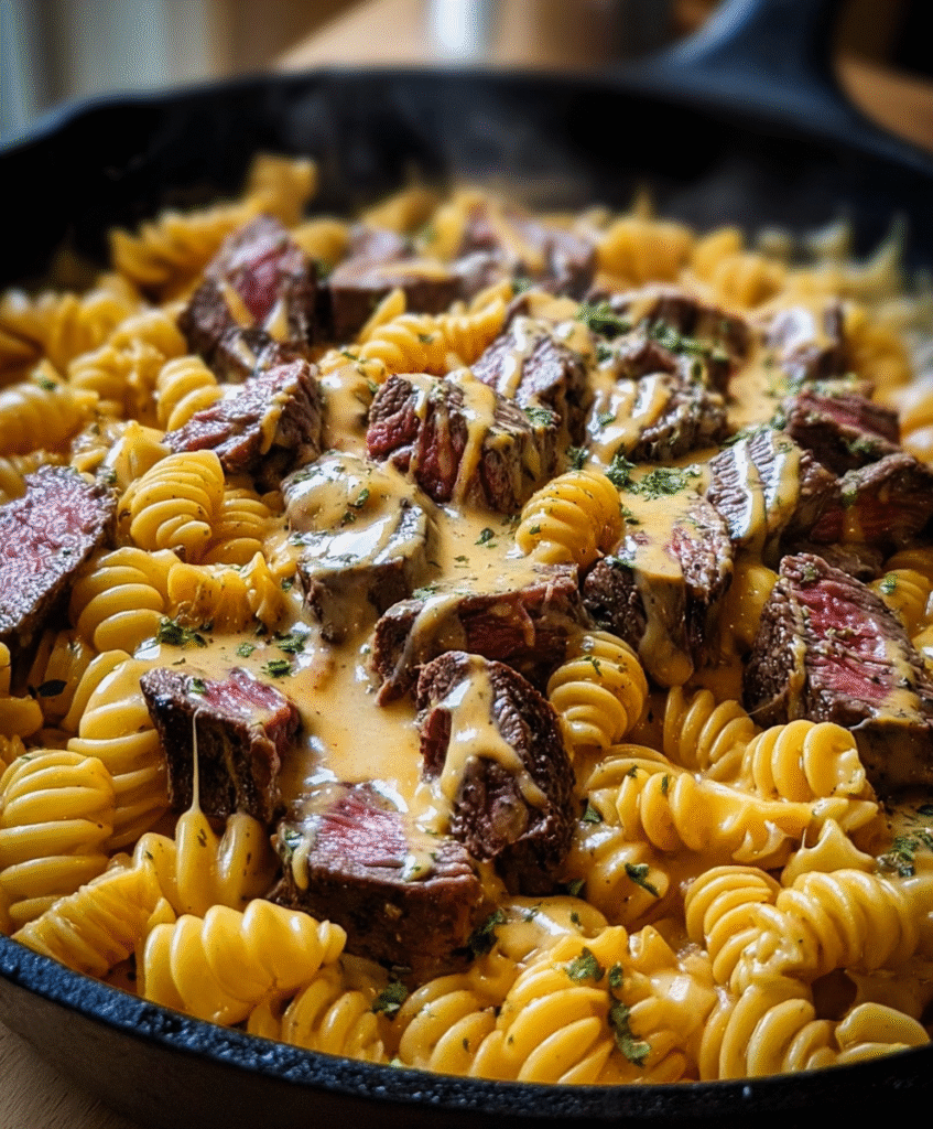 Creamy Steak Mac & Cheese Skillet