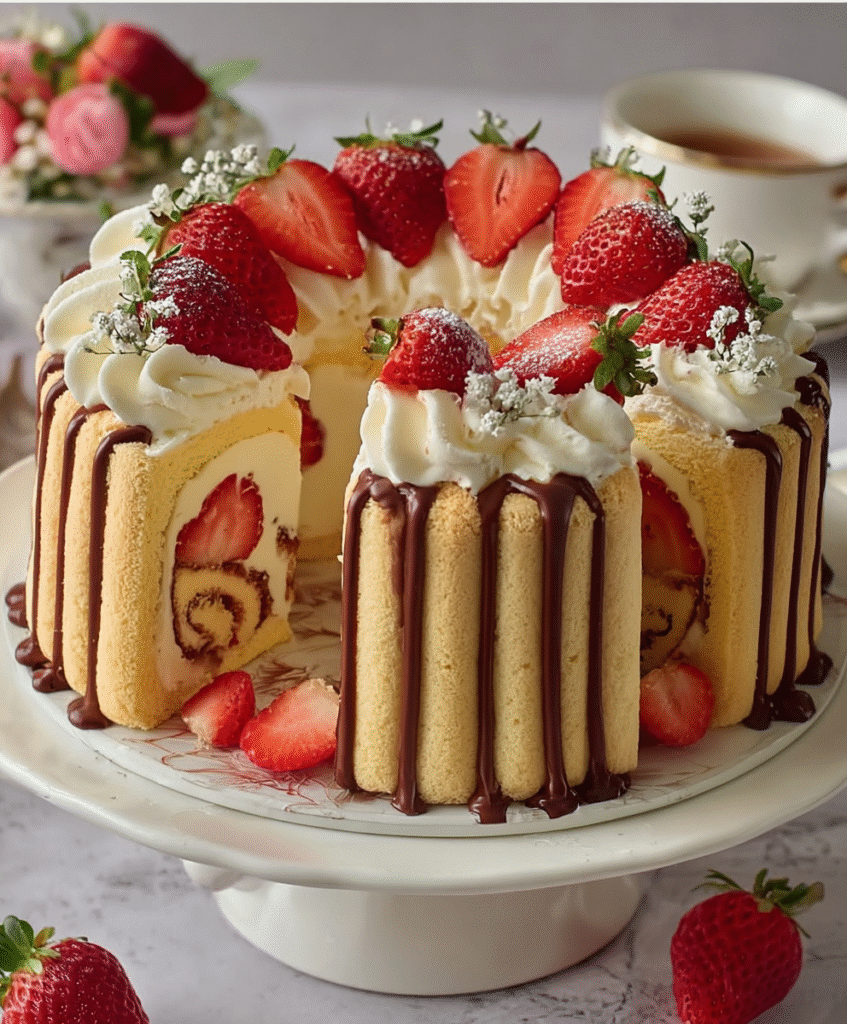 Elegant Strawberry Charlotte Cake