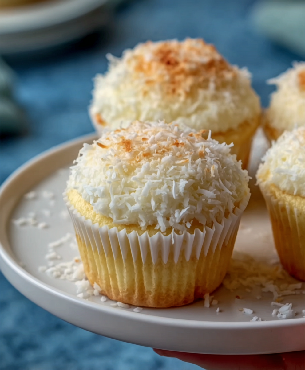 Fluffy Coconut Cream Cupcakes