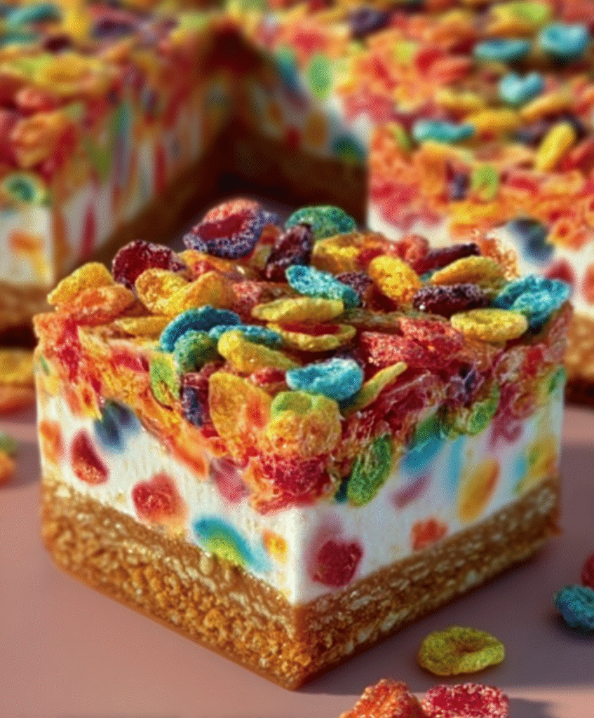 Fruity Cereal Cheesecake Bars