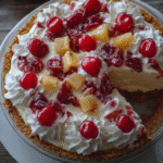 No-Bake Pineapple Cherry Cream Pie