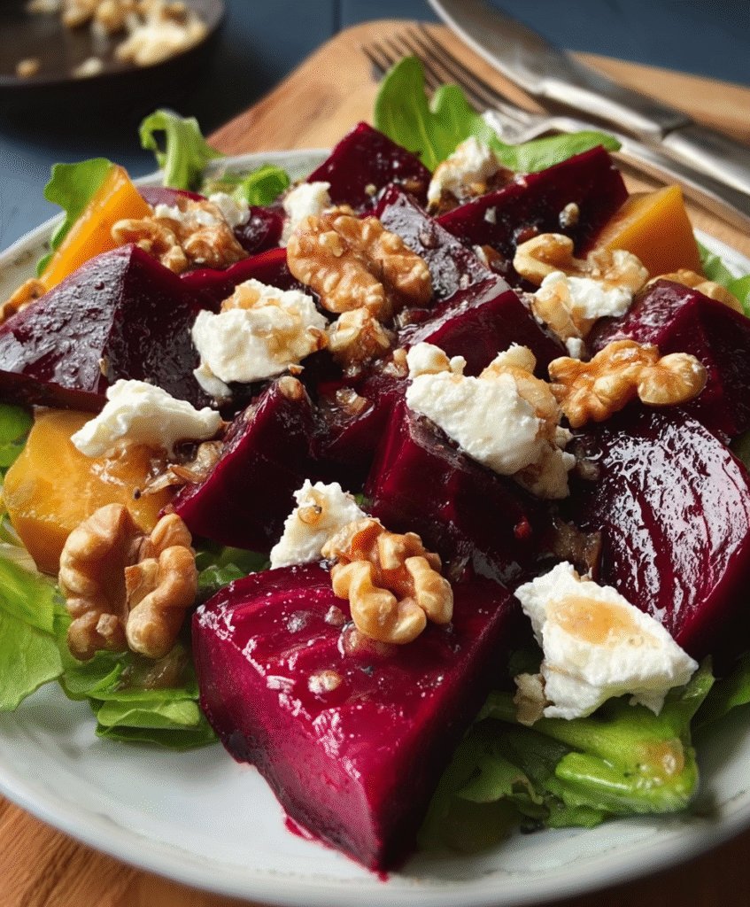 Roasted Beet Salad with Goat Cheese & Walnuts