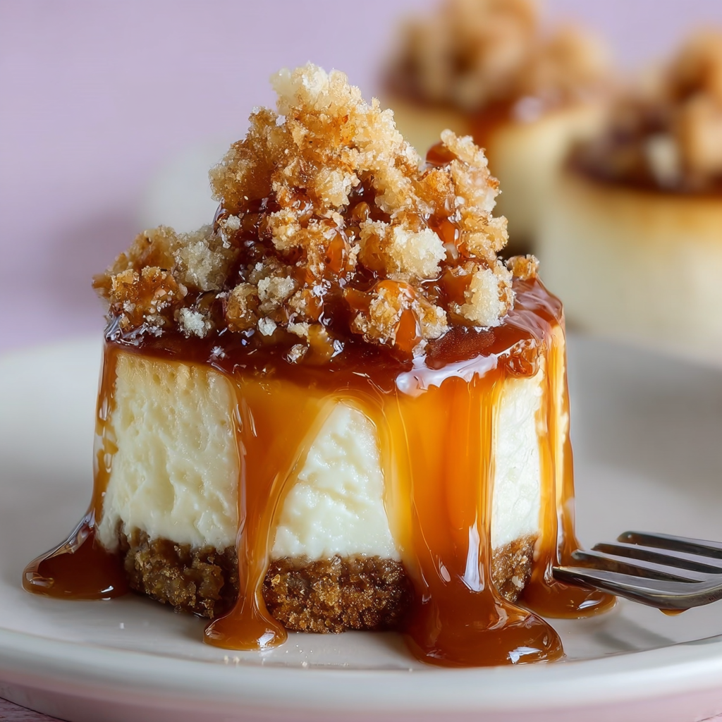 Salted Caramel Crunch Mini Cheesecakes