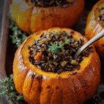 Savory Wild Rice & Pecan Stuffed Mini Pumpkins