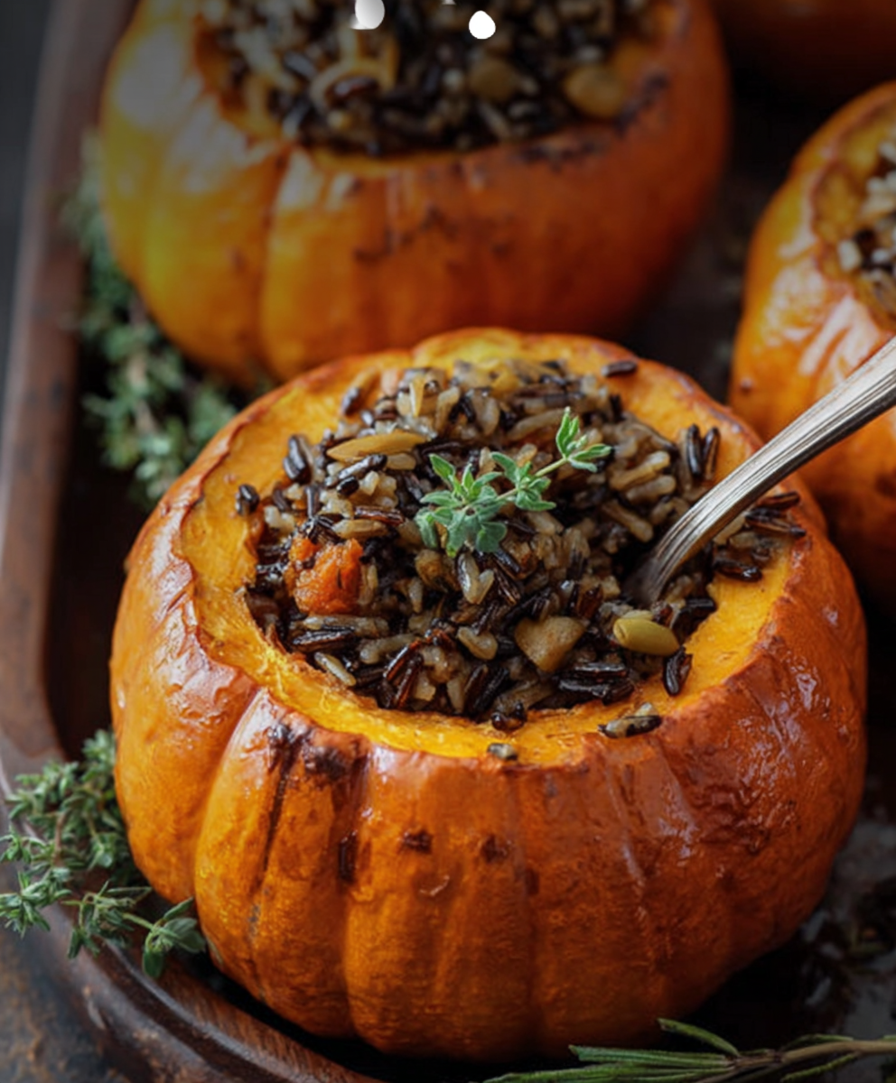 Savory Wild Rice & Pecan Stuffed Mini Pumpkins
