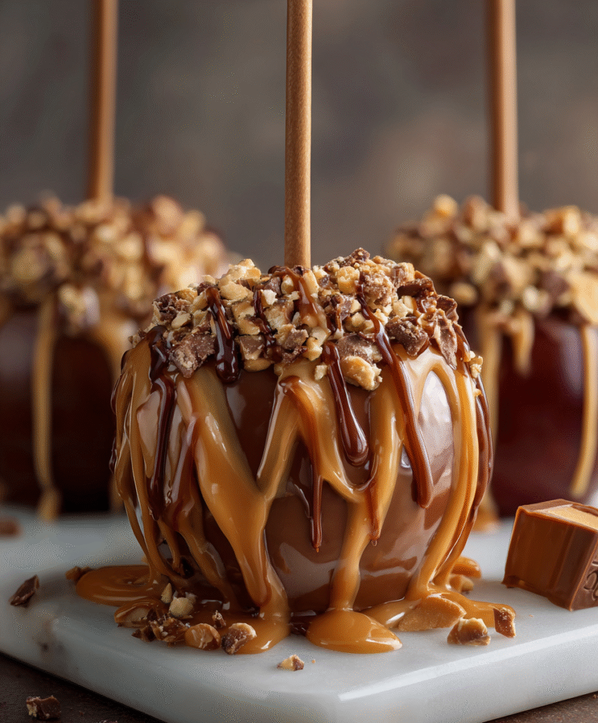 Snickers Explosion Caramel Apples