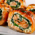 Spinach & Feta Stuffed Salmon Rolls