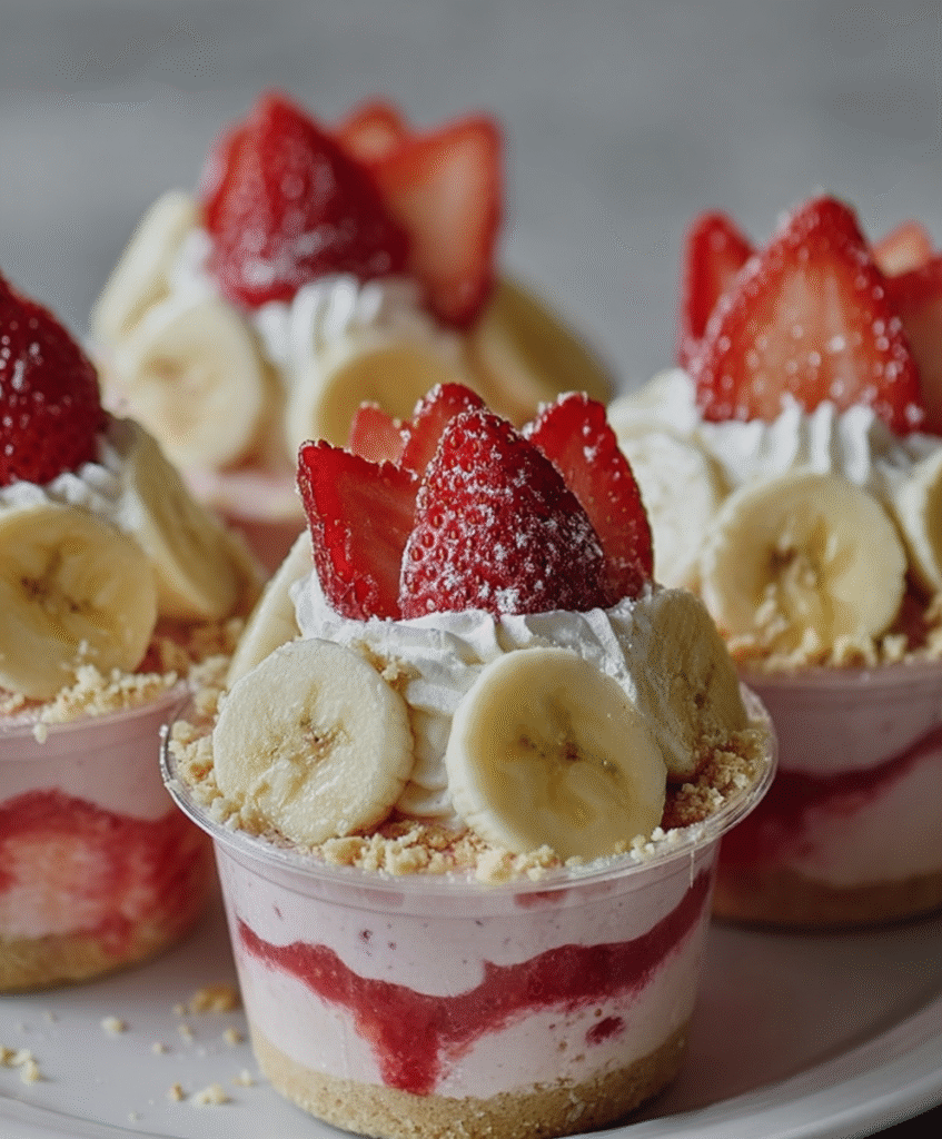 Strawberry Banana Cream Dessert Cups