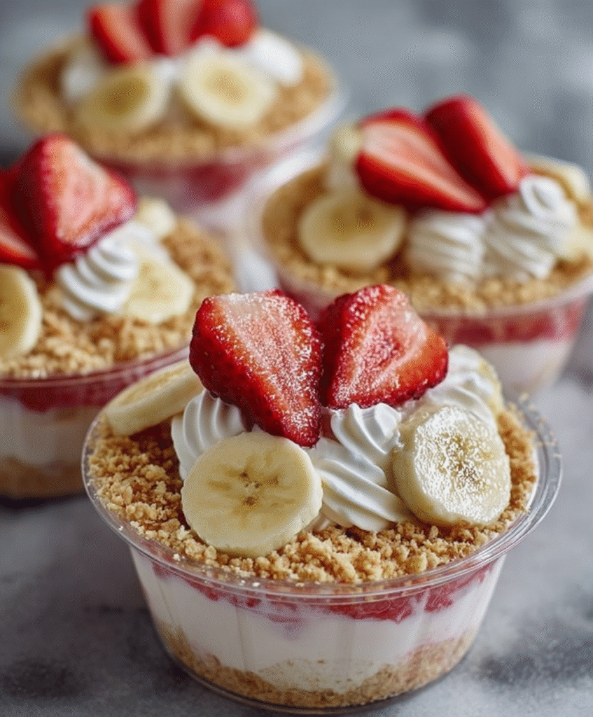 Strawberry Banana Cream Dessert Cups