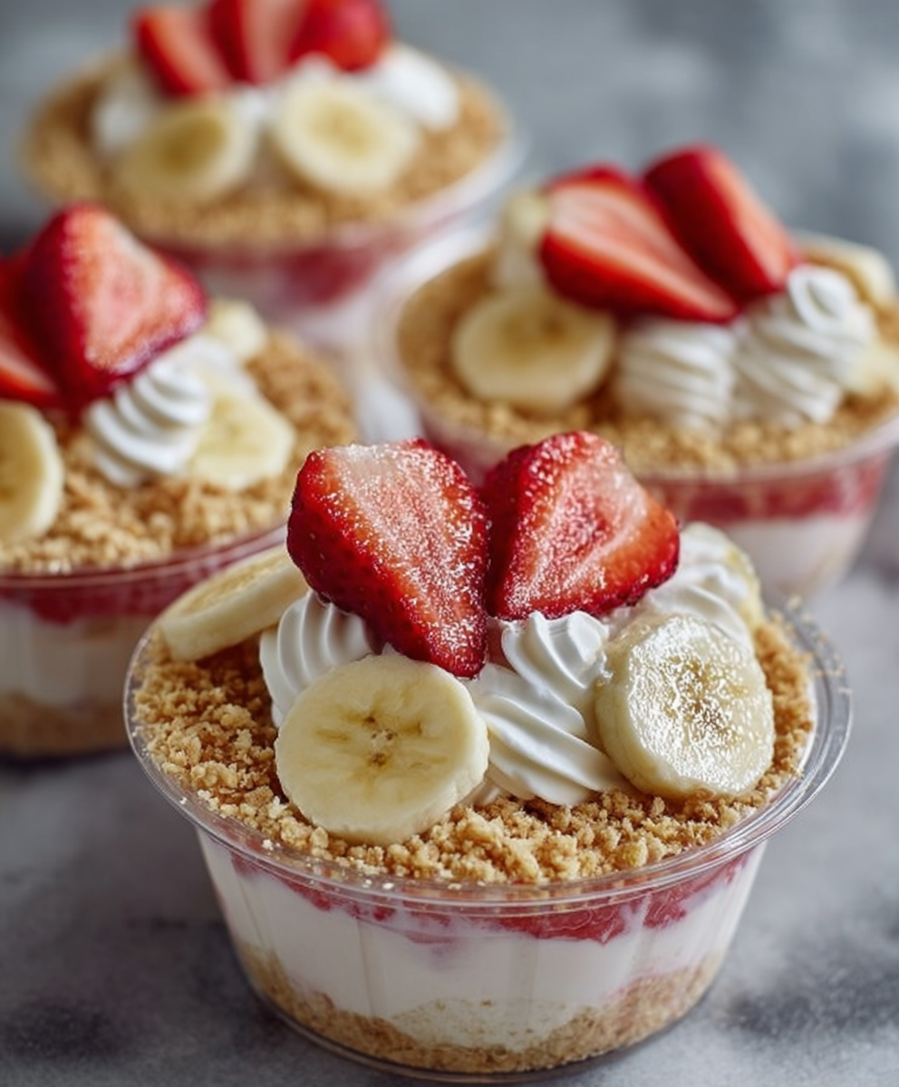 Strawberry Banana Cream Dessert Cups