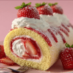 Strawberry Cream Swiss Roll Cake