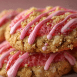 Strawberry Crunch Cookies with Pink Glaze