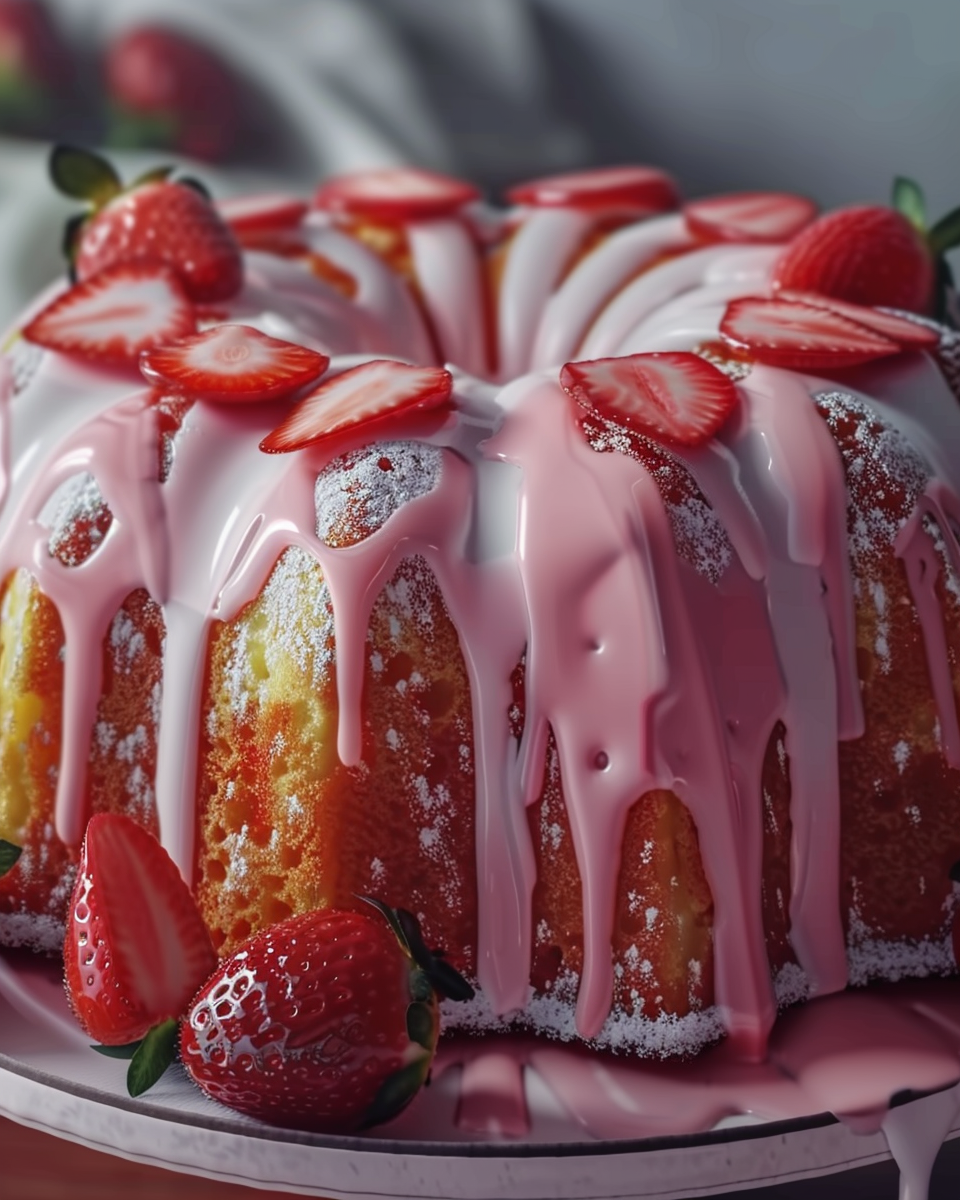 Strawberry Glazed Bundt Cake with Fresh Berries