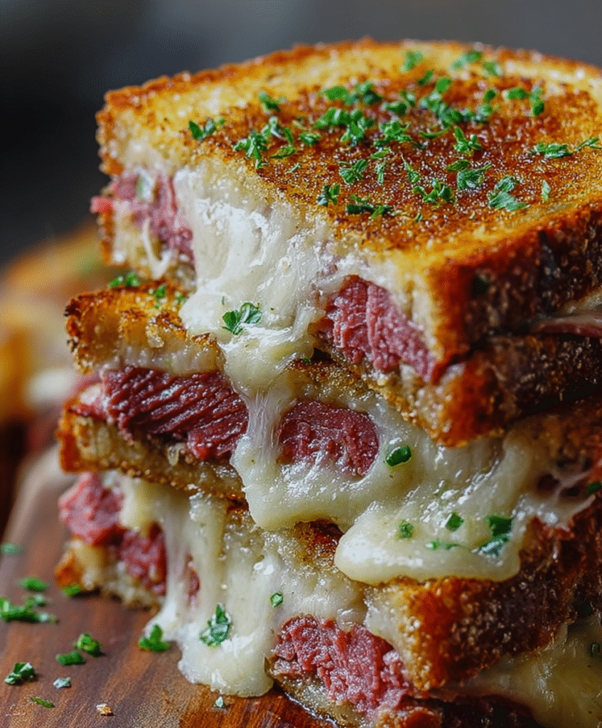 Ultimate Melted Corned Beef Grilled Cheese