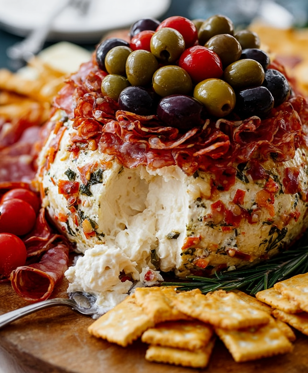 Antipasto Cheese Ball Wreath