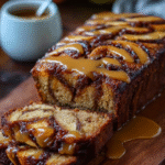 Apple Cinnamon Swirl Loaf with Caramel Glaze