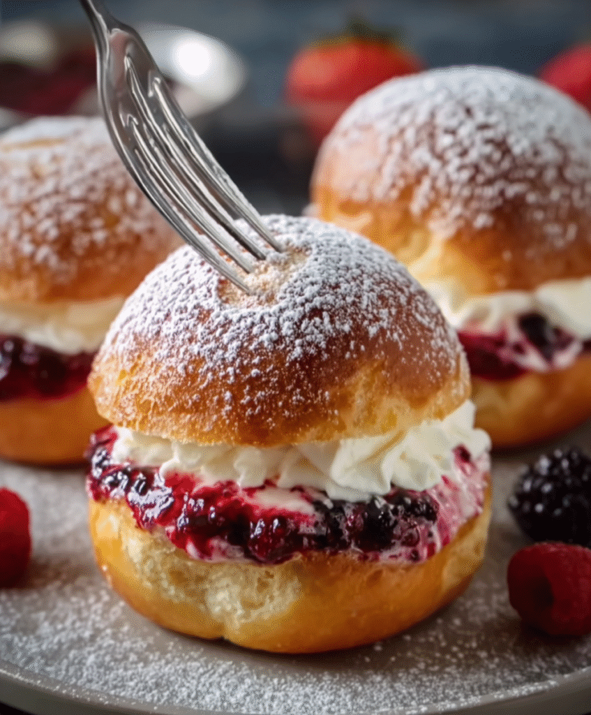 Berry Cream Brioche Bombs
