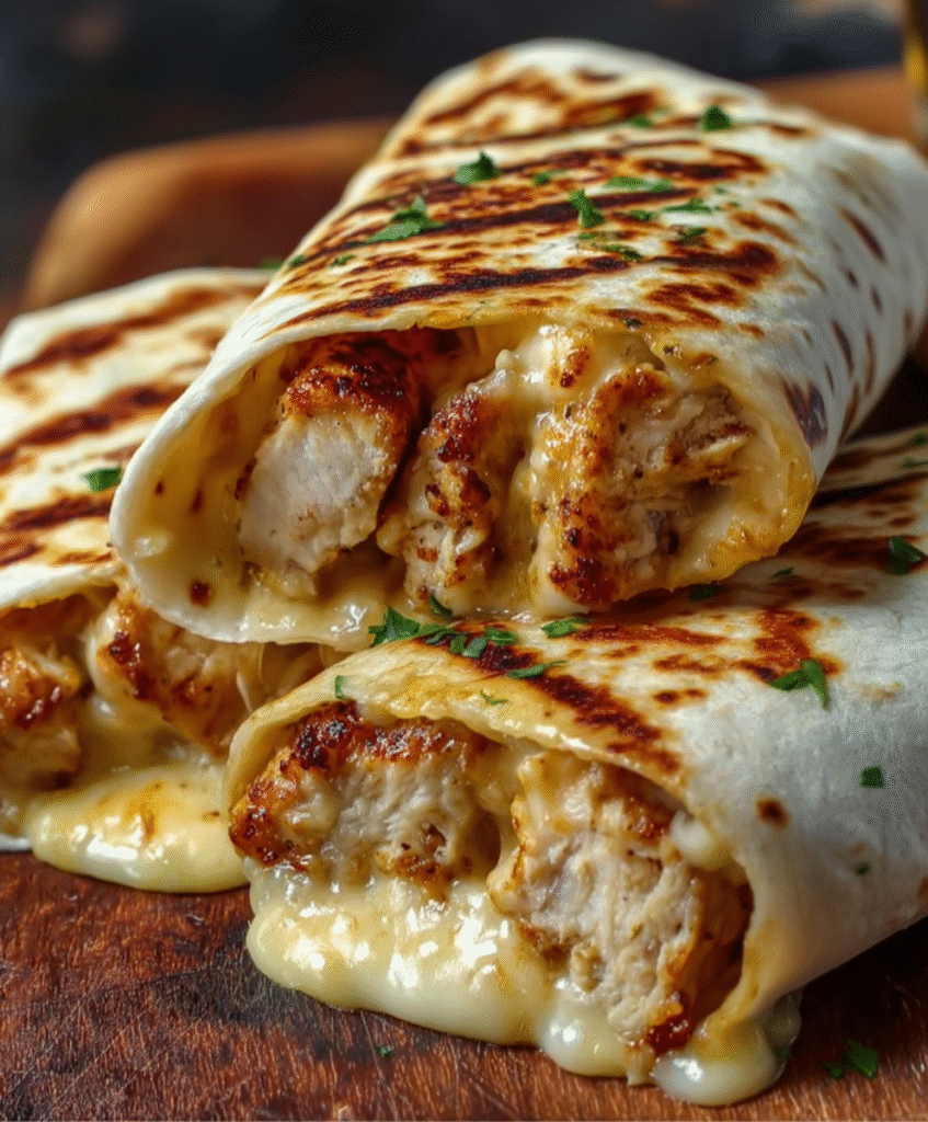 Cheesy Garlic Chicken Wraps
