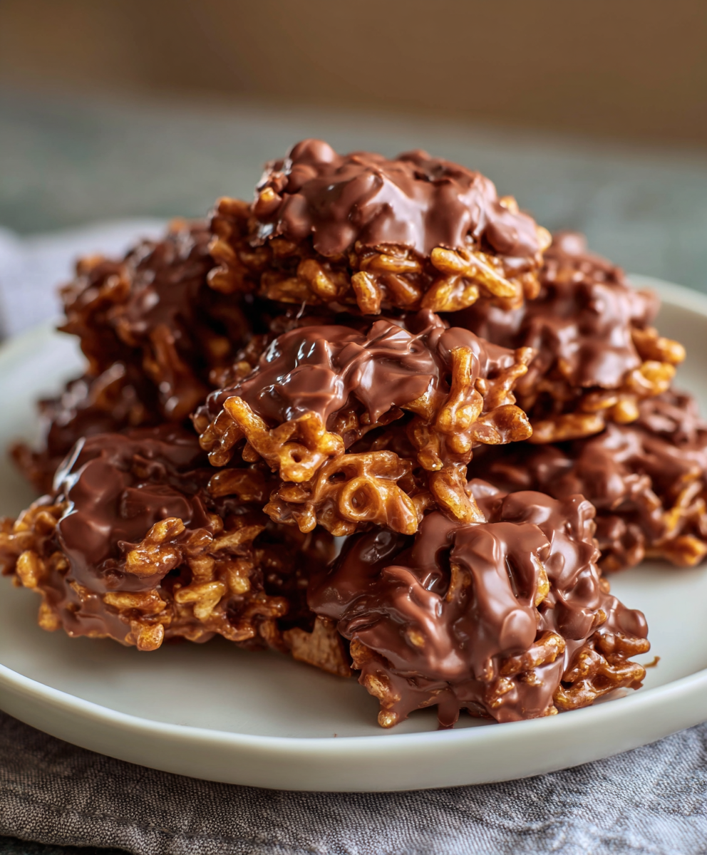 Chocolate Peanut Butter Crunch Noodle Clusters