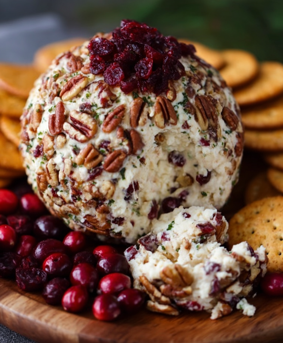 Christmas Cranberry Pecan Cheese Ball