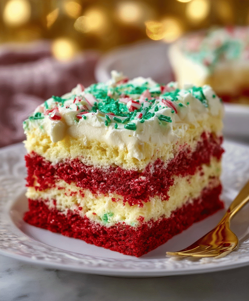 Christmas Red Velvet Poke Cake (Layered & Festive)