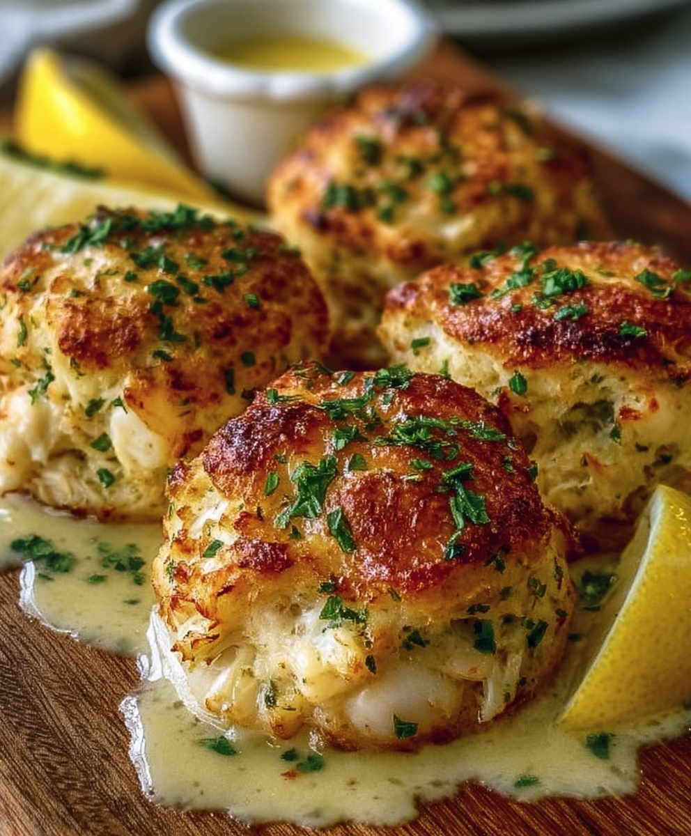 Crab-Stuffed Cheddar Bay Biscuits with Lemon Butter