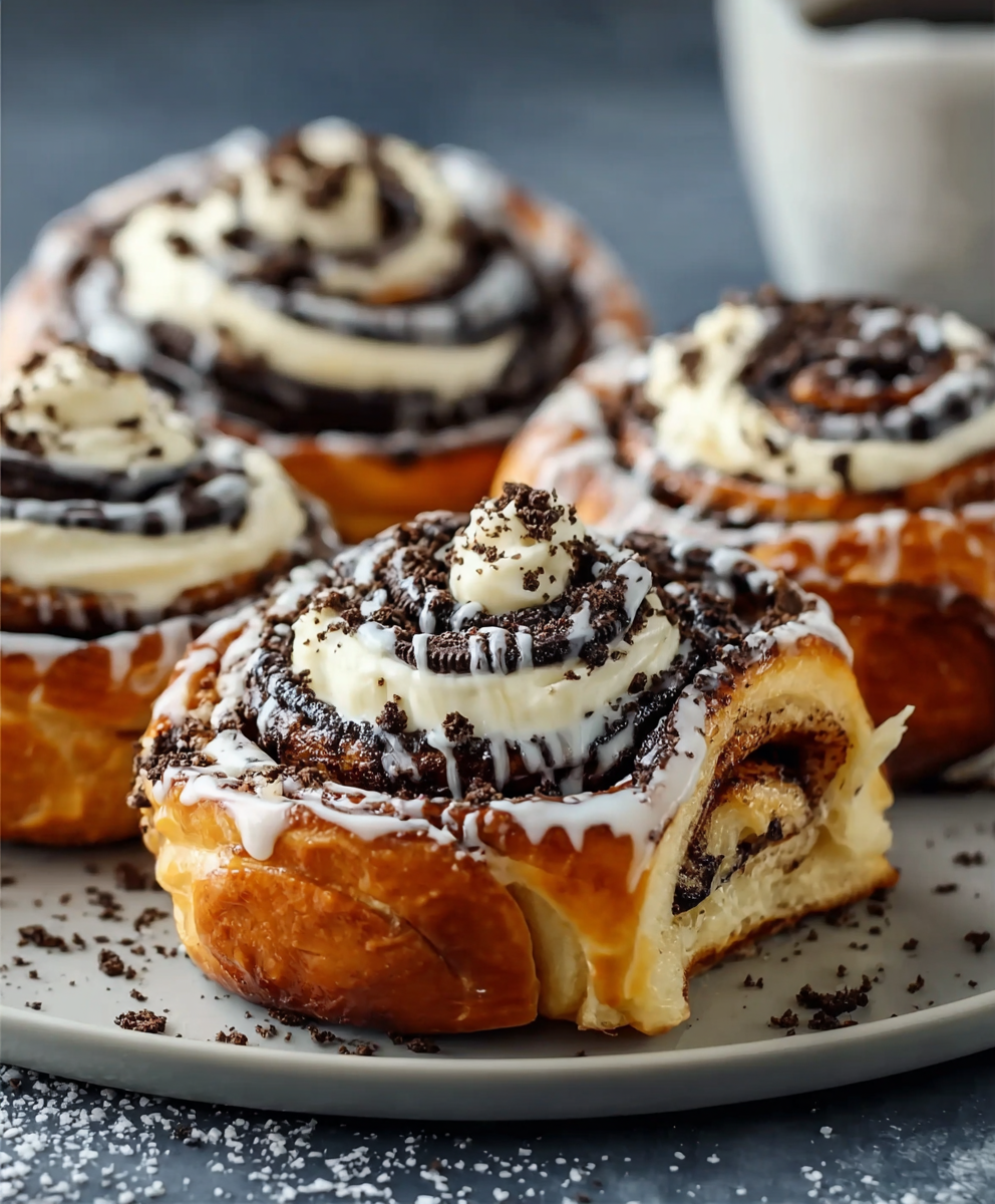 Creamy Oreo Swirl Cinnamon Rolls
