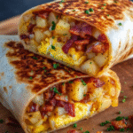Crispy Bacon, Egg & Cheese Burrito with Potatoes