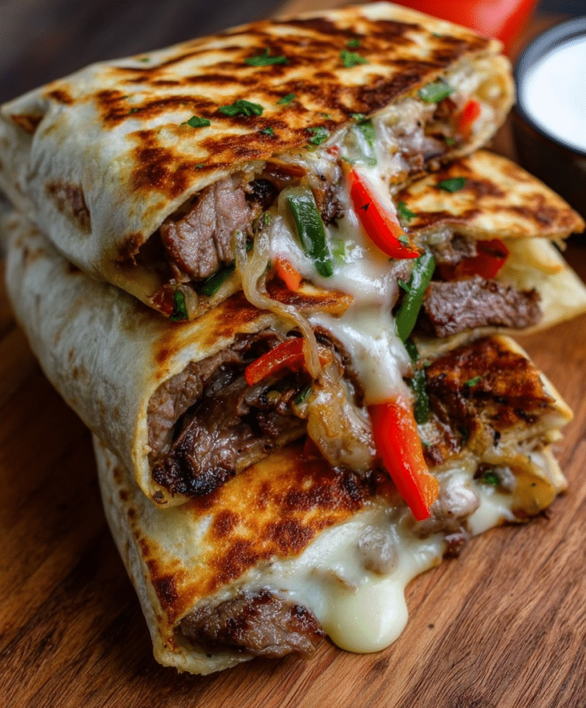 Crispy Philly Cheesesteak Grilled Wraps