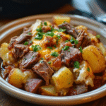 Crockpot Loaded Steak & Potato Bake