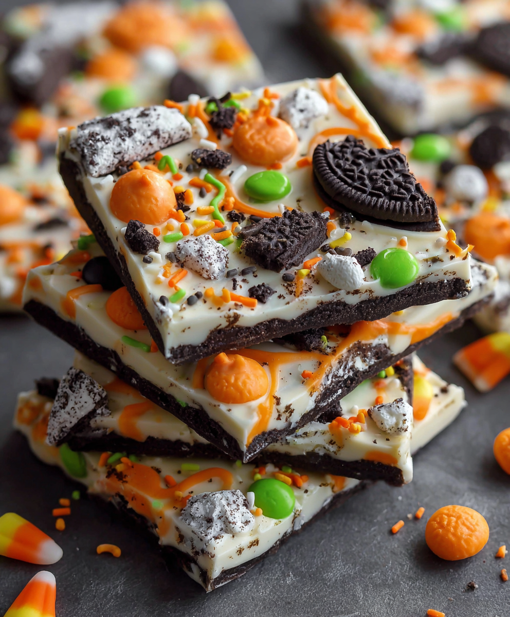 Easy White Chocolate Halloween Oreo Bark
