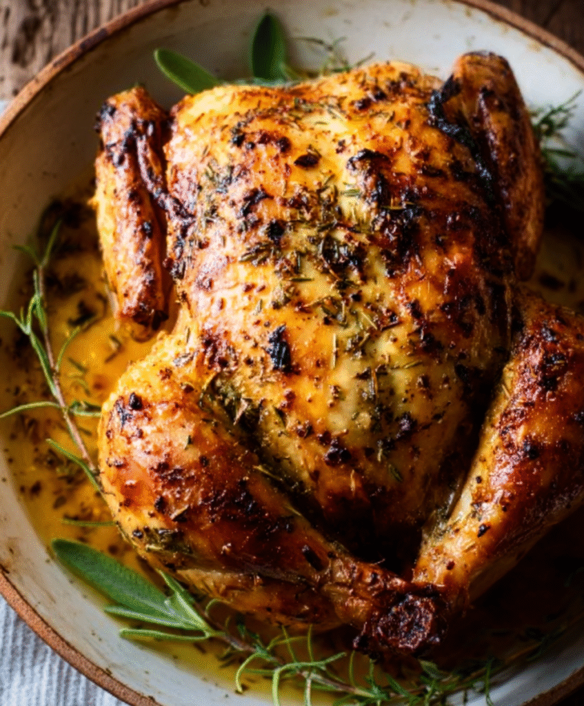 Garlic Herb Roast Chicken with Crispy Skin