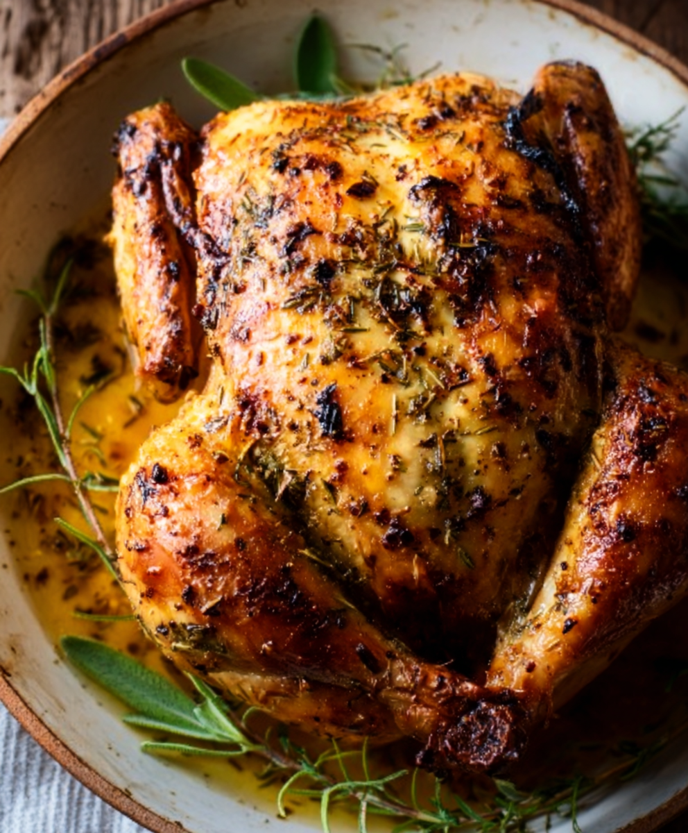 Garlic Herb Roast Chicken with Crispy Skin